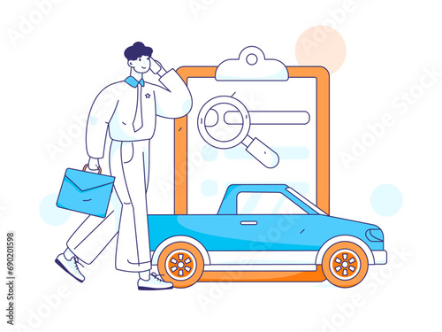 Buy insurance for car flat character vector concept operation illustration
