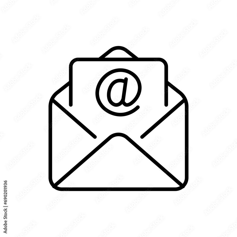 Sheet in envelope icon. Outline, sheet in envelope icon. Vector icon Sheet in envelope icon. Outline, sheet in envelope icon. Vector icon