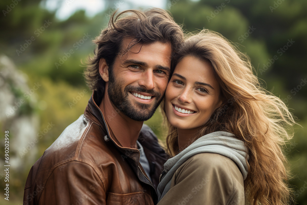 Young couple in love hugging on street romance and love concept generative AI montage Young couple in love hugging on street romance and love concept generative AI montage