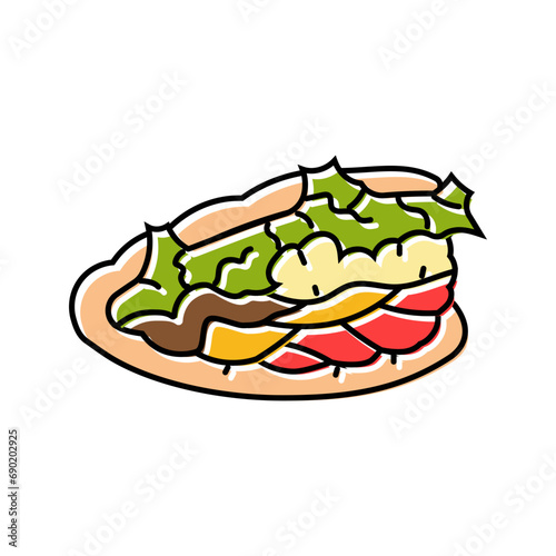 doner kebab turkish cuisine color icon vector. doner kebab turkish cuisine sign. isolated symbol illustration