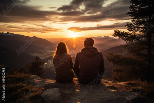 Young couple in love hugging on street romance and love concept generative AI montage