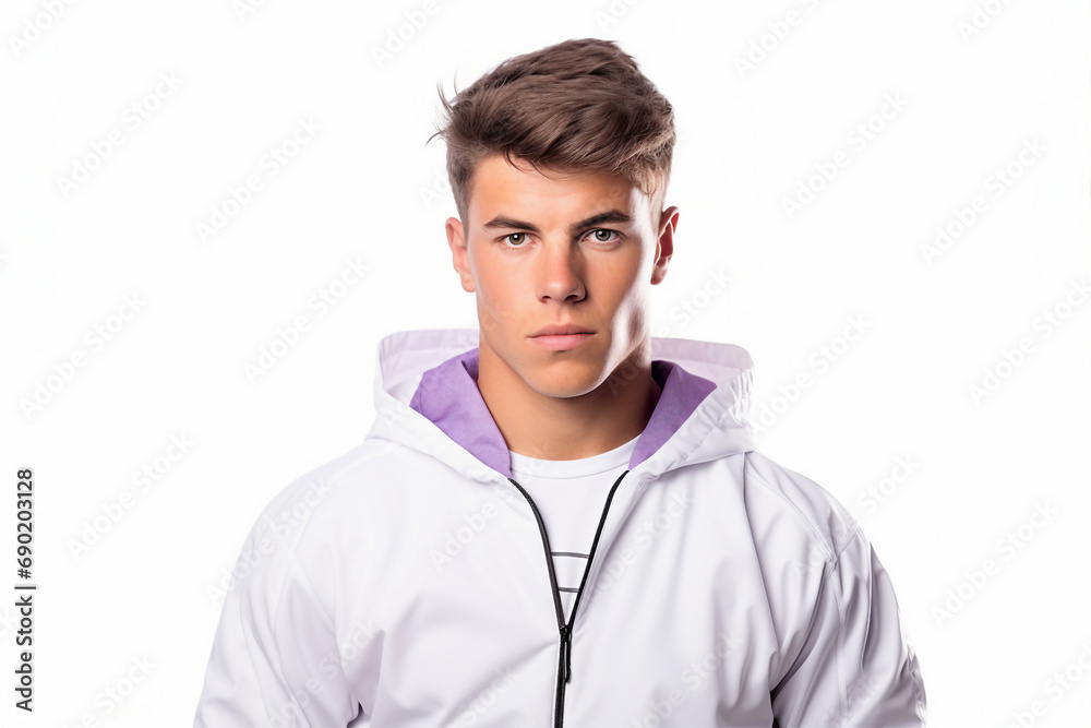 Generative ai image of attractive man wear stylish clothes isolated on grey color background Generative ai image of attractive man wear stylish clothes isolated on grey color background
