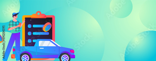 Buy insurance for car flat character vector concept operation illustration
