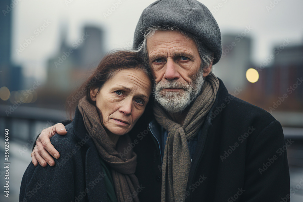 Fototapeta premium AI generated image of beautiful happy mature couple hugging enjoying their gentle love