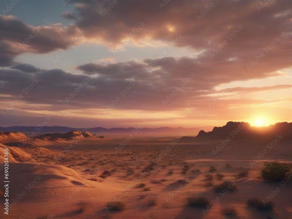 epic desert sunset spectacle ultra-wide-angle 8k HDR in Unreal Engine, photorealistic details, and mesmerizing color grading, delivering a cinematic masterpiece with a breathtaking 16:9 aspect ratio