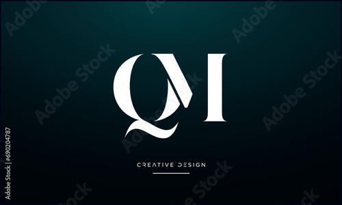 Alphabet letters QM or MQ logo monogram photo