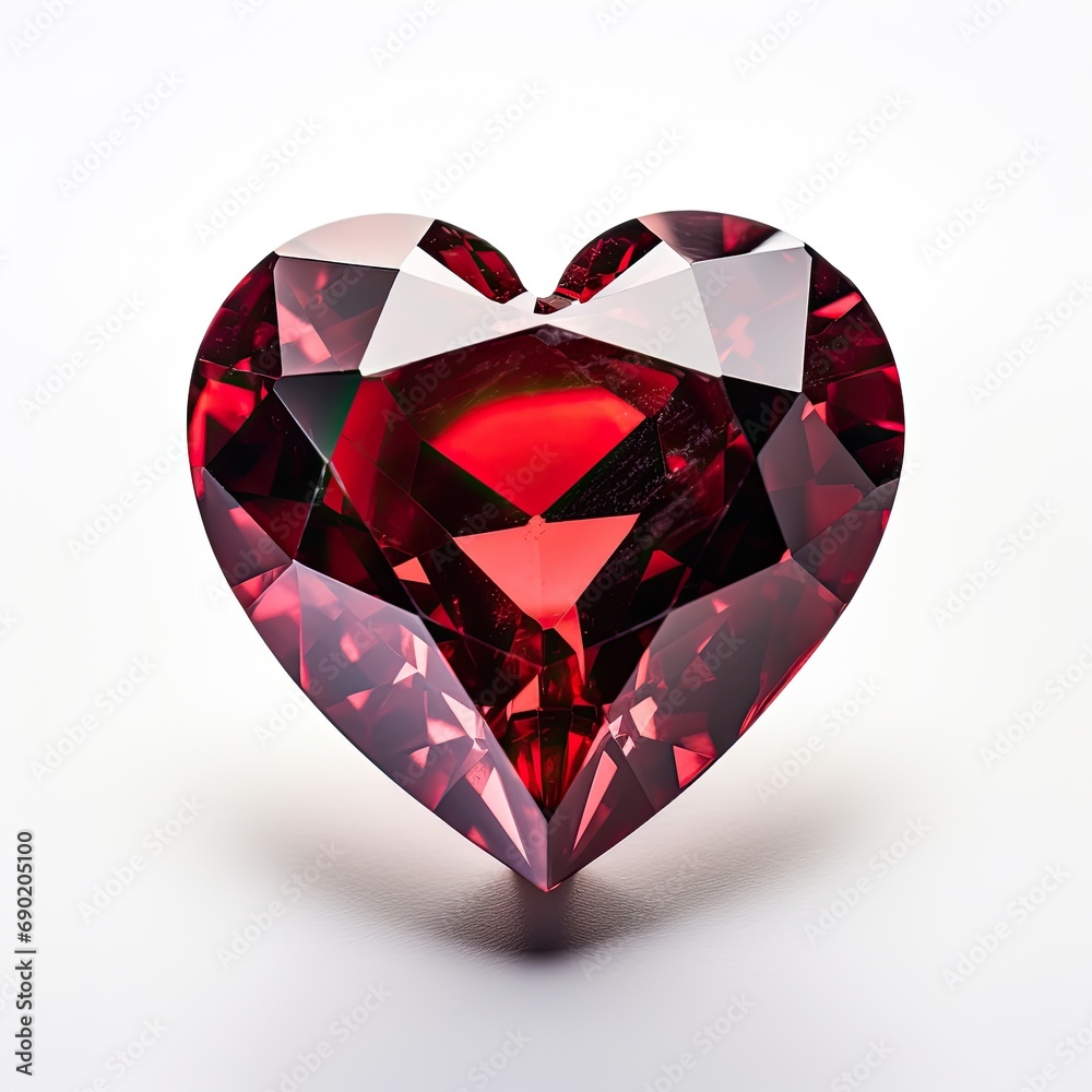 heart shaped roby gemstone - isolated on white background