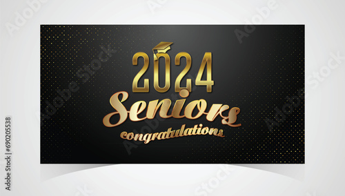 Class of 2024 Congratulations Graduates. Academic Cap and Diploma Graduation Ceremony. Vector Template for Senior Class of University, Year 2024 Banner, Party, High School or College Graduate