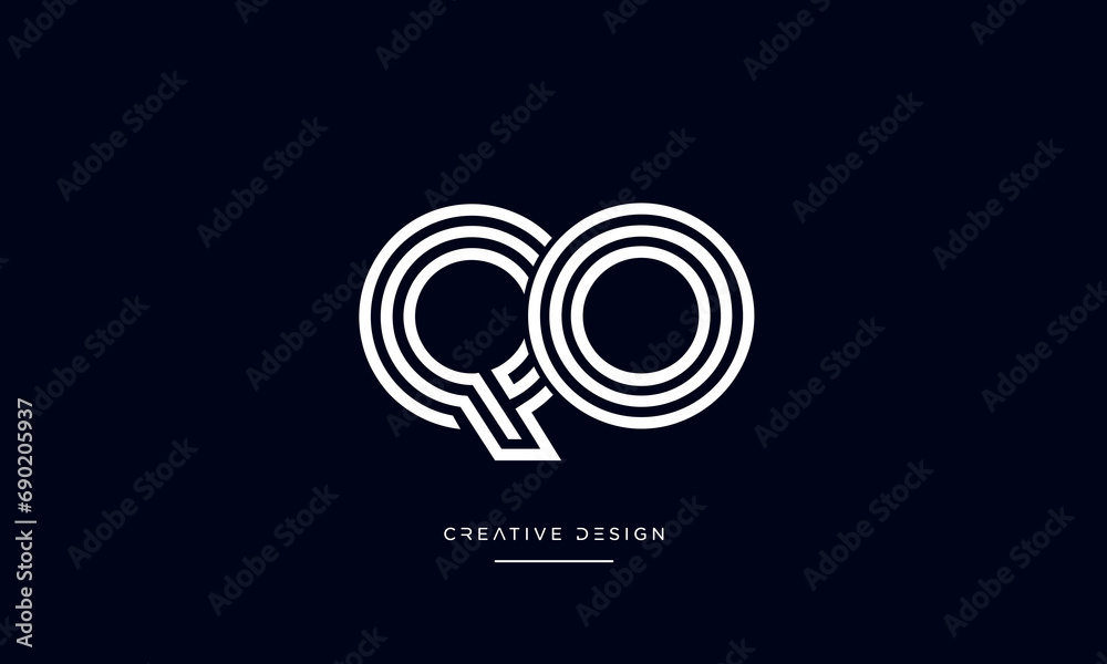 Alphabet letters QO or OQ logo monogram Alphabet letters QO or OQ logo monogram
