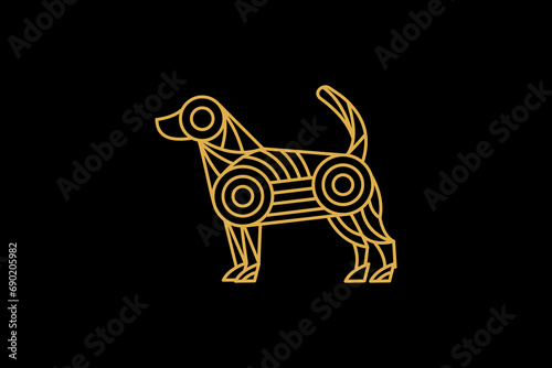 dog robot mecha simple line art logo
