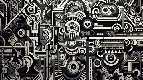 Abstract doodle composition. Surreal style