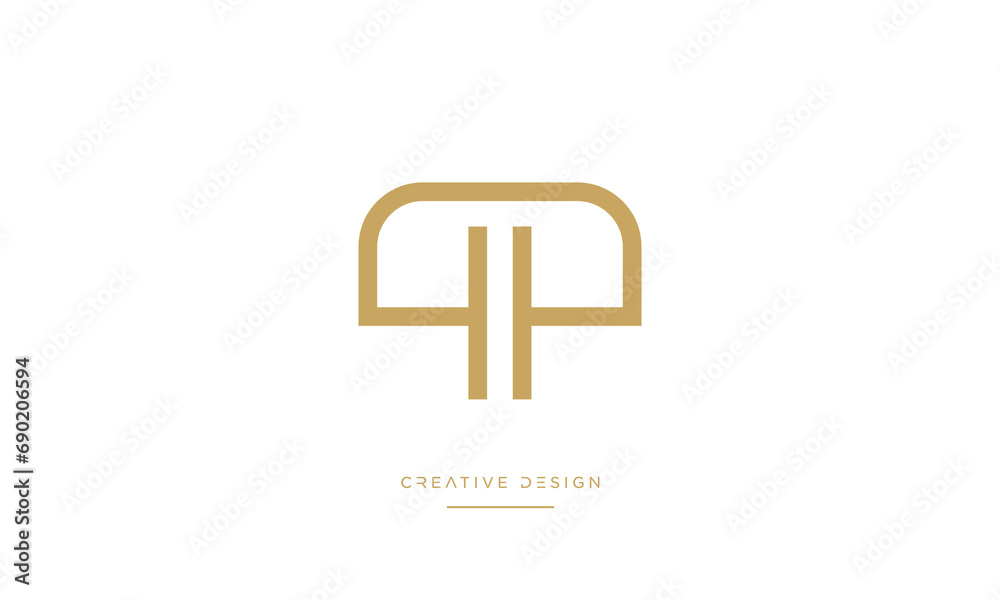 Fototapeta premium Alphabet letters QP or PQ logo monogram
