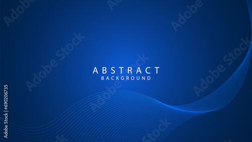 Blue gradient background with modern line wave effect, technology banner background design. Vector illustration