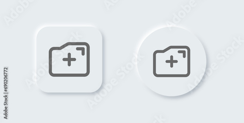 New folder line icon in neomorphic design style. File signs vector illustration.