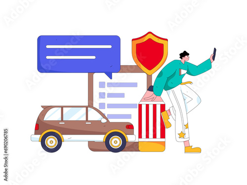 Buy insurance for car flat character vector concept operation illustration

