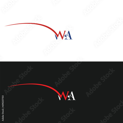 WA logo. W A design. White WA letter. WA, W A letter logo design. Initial letter WA linked circle uppercase monogram logo. W A letter logo vector design. 