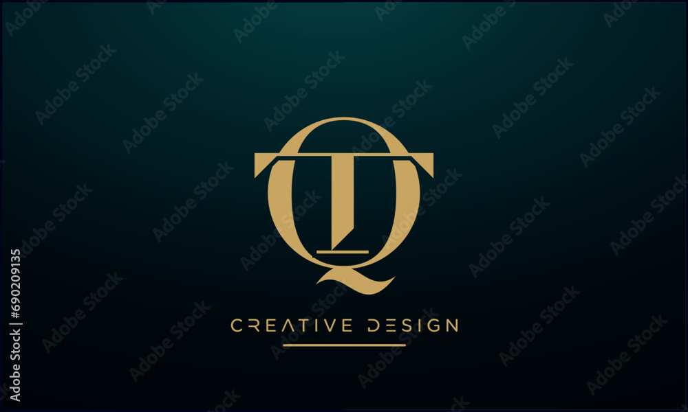 Alphabet letters QT or TQ logo monogram Alphabet letters QT or TQ logo monogram