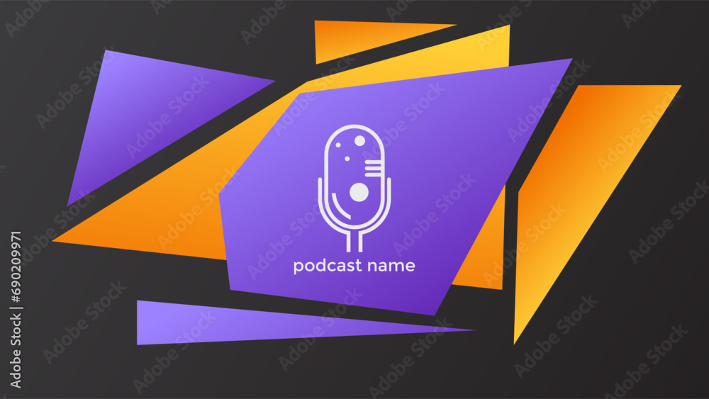 PODCAST DARK BACKGROUND COLORFUL WITH GEOMETRIC SHAPES GRADIENT ORANGE PURPLE COLOR SIMPLE TEMPLATE DESIGN VECTOR. GOOD FOR COVER DESIGN, BANNER, WEB,SOCIAL MEDIA PODCAST DARK BACKGROUND COLORFUL WITH GEOMETRIC SHAPES GRADIENT ORANGE PURPLE COLOR SIMPLE TEMPLATE DESIGN VECTOR. GOOD FOR COVER DESIGN, BANNER, WEB,SOCIAL MEDIA