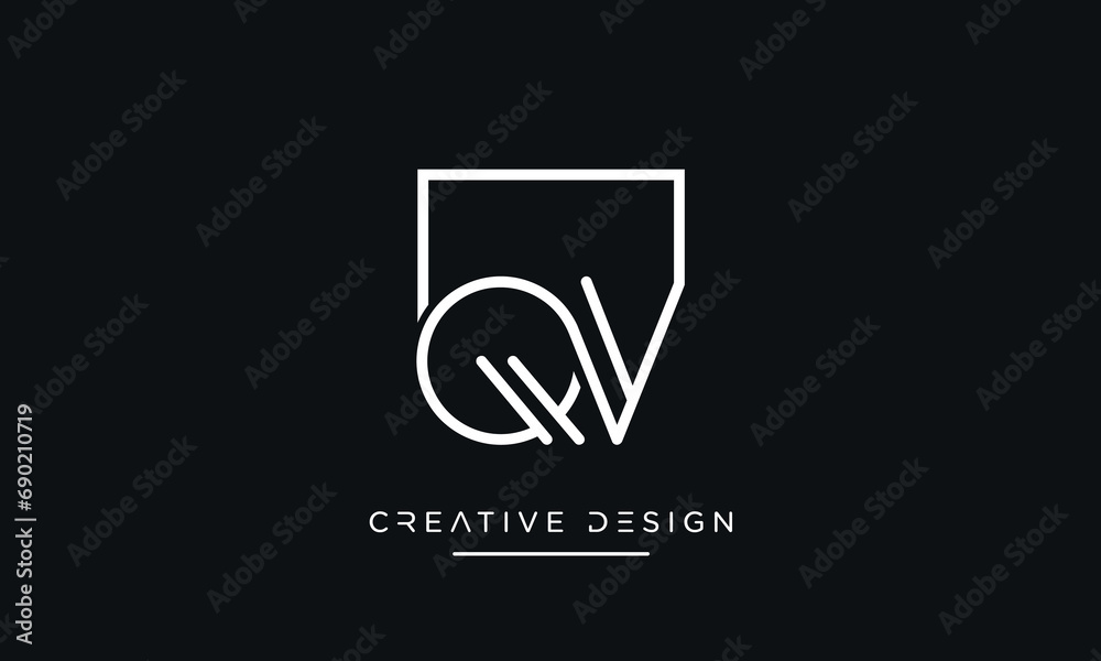 QV or VQ Alphabet letters icon logo