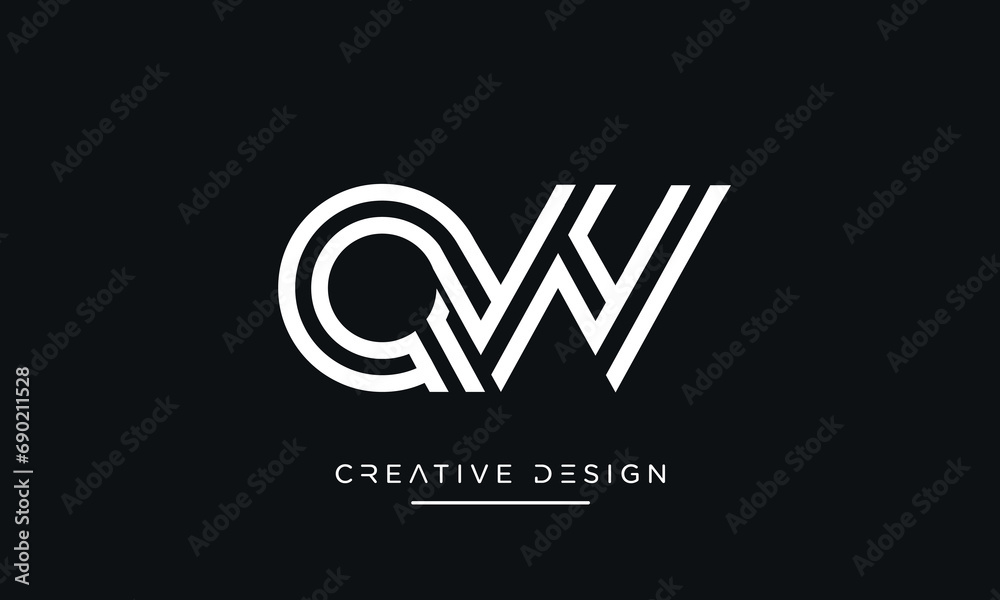 Alphabet letters QW or WQ logo monogram Alphabet letters QW or WQ logo monogram