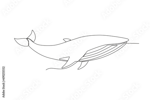 Single continuous line drawing of shale for aquatic logo identity. Beautiful mascot concept for under water show icon. One line draw graphic design vector illustration 