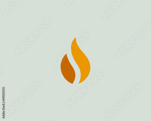 Abstract roasted coffee vector logotype. Creative fire water drop thumbs up logo.