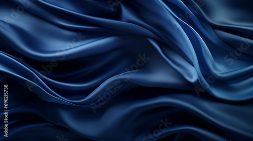 blue silk fabric, top view, background and pattern of natural material.