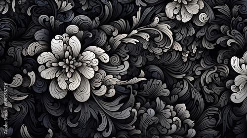 Abstract floral pattern in black and white colors