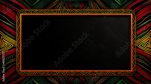 African art pattern with black frame with copy space