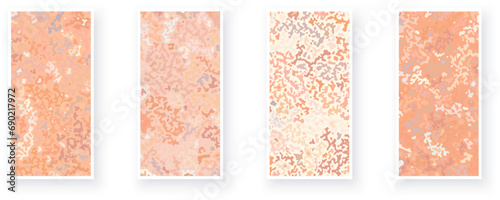 Set of natural coral pattern, peach fuzz abstract poster design with reaction diffusion ornament.