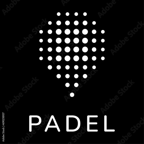 padel paddle with white dots black background