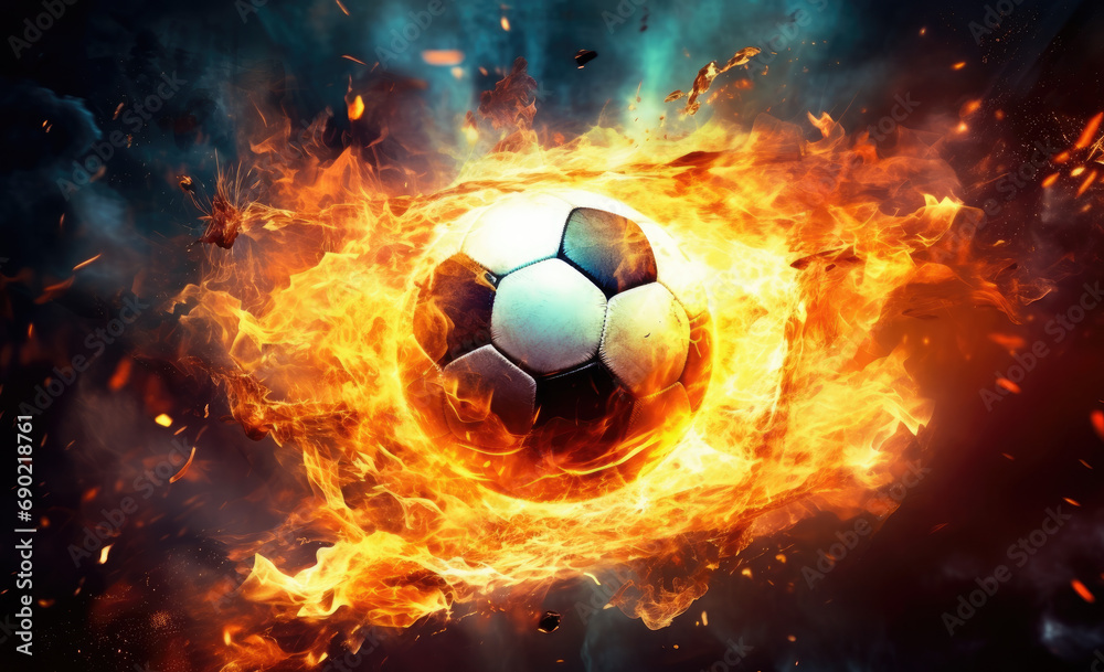 Naklejka premium soccer ball in fire