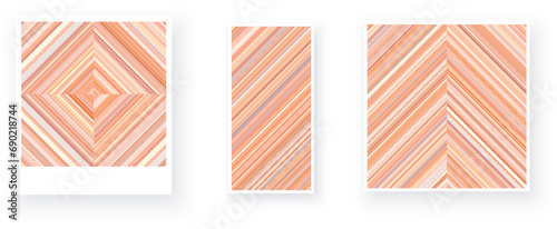 Detailed peach fuzz striped geometric pattern composed of big amount of thin peach and orange stripes.