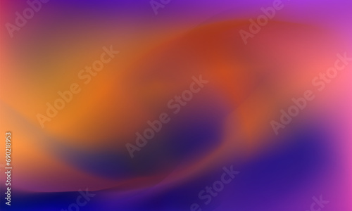 Abstract gradient mesh wavy liquit background. Blue, violet and yellow saturated vivid color blend. Design template.