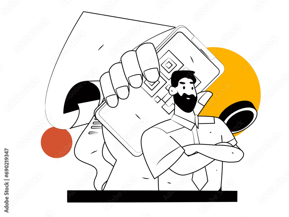 Fototapeta premium Internet financial management investment flat vector concept operation hand drawn illustration