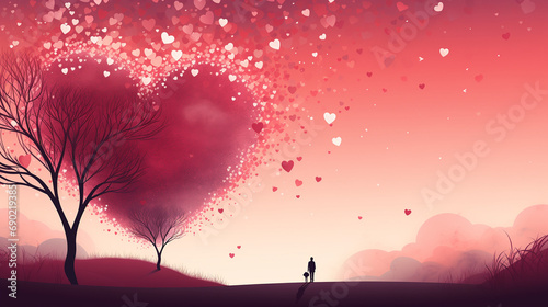 San Valentine Card Background Sweet heart tree 