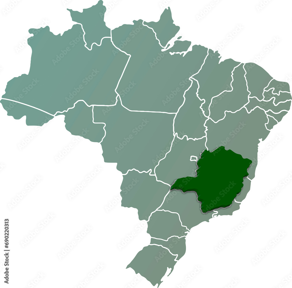 MINAS GERAIS province of BRAZIL 3d isometric map