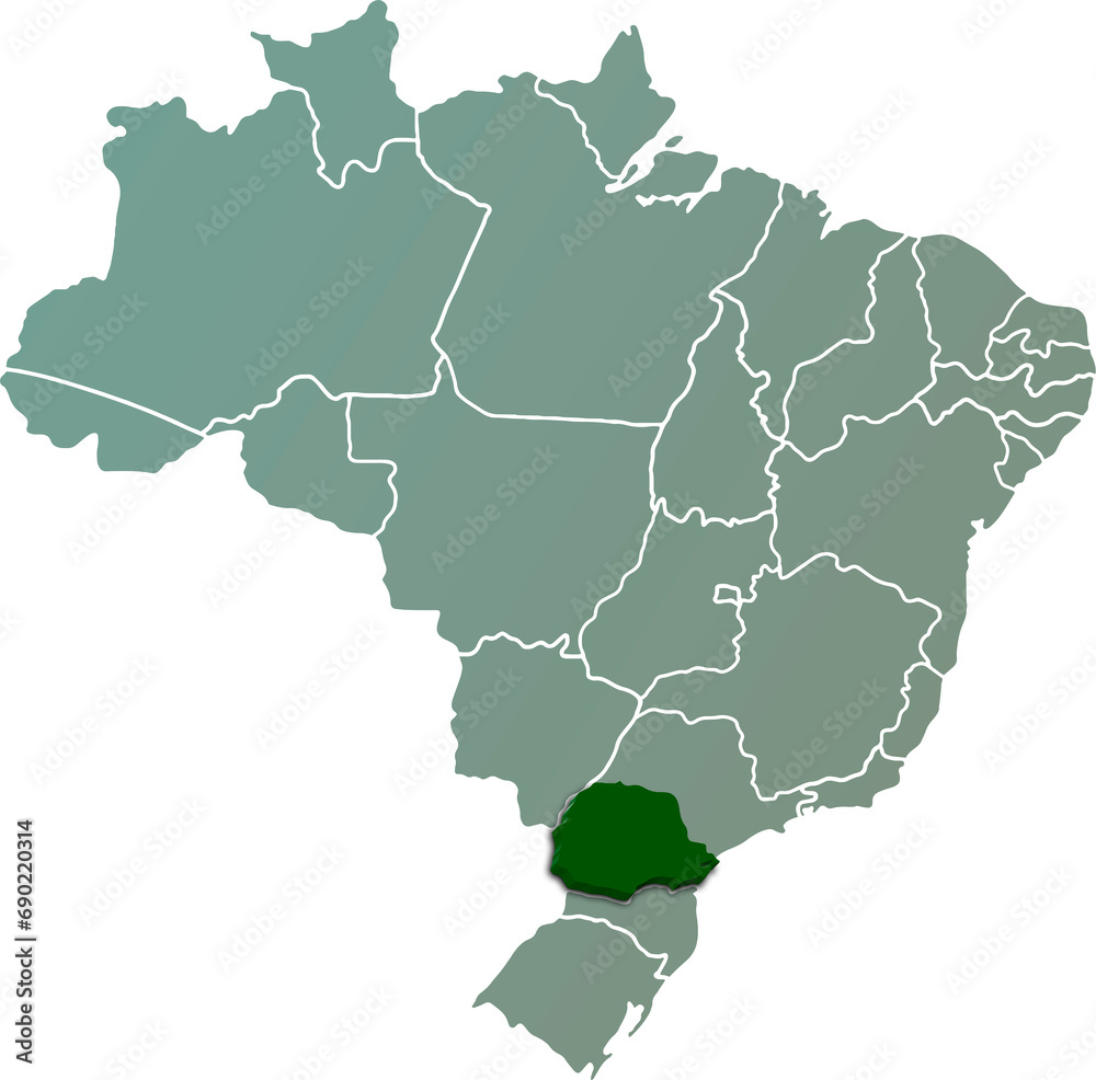 PARANA province of BRAZIL 3d isometric map