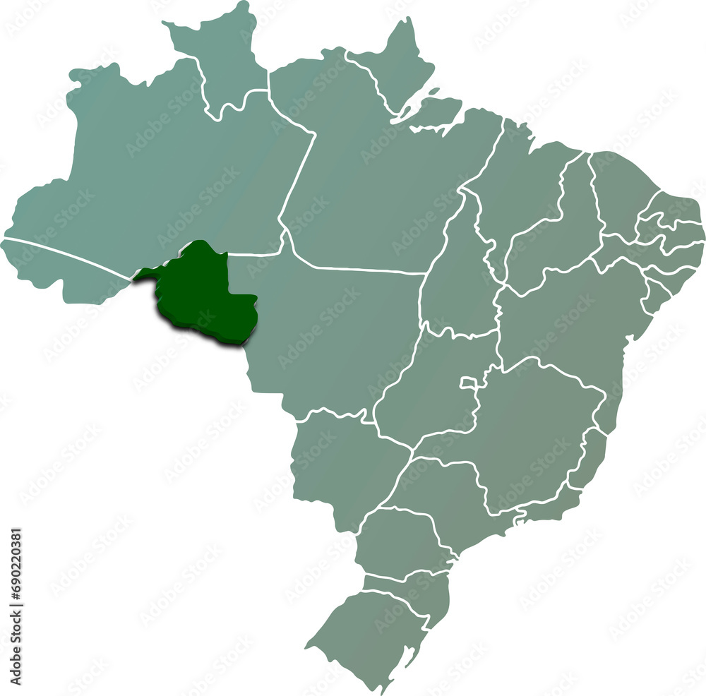 RONDONIA province of BRAZIL 3d isometric map