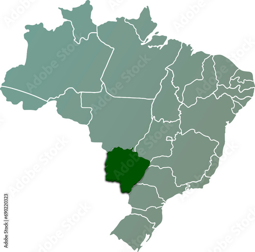 MATO GROSSO DO SUL province of BRAZIL 3d isometric map