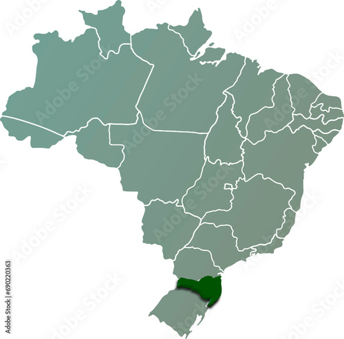 SANTA CATARINA province of BRAZIL 3d isometric map