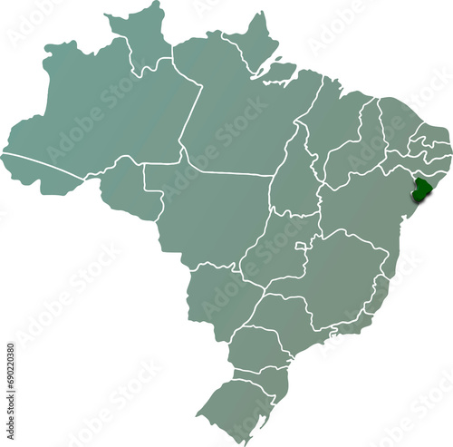 SERGIPE province of BRAZIL 3d isometric map photo