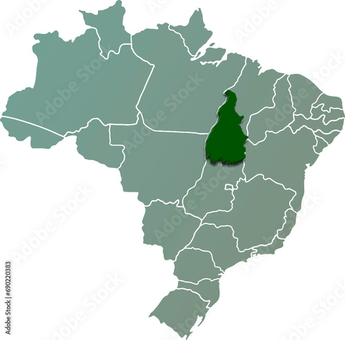 TOCANTINS province of BRAZIL 3d isometric map