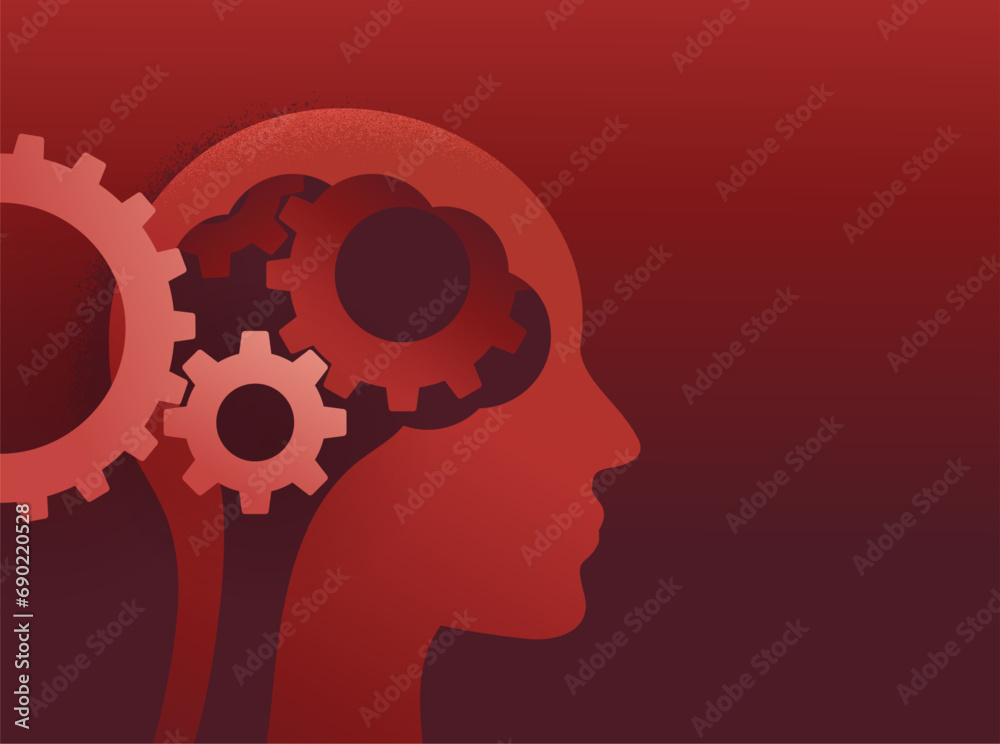 Human head with gears mechanism as a brain Human head with gears mechanism as a brain