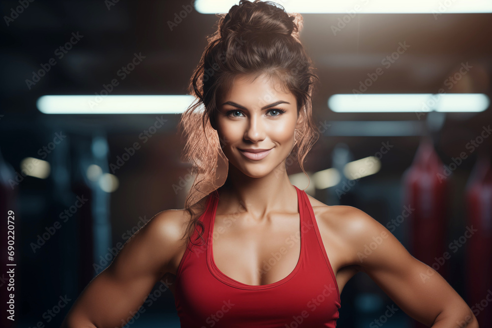 Confident Boxer Woman Training Hard in Gym