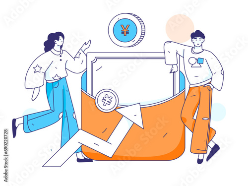 Internet financial management investment flat vector concept operation hand drawn illustration
