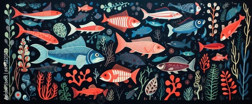 Mystical Sea Life Collage Illustration