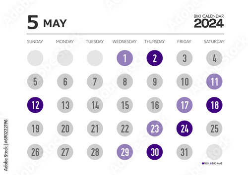 葬儀関係に必須の2024年5月の友引カレンダー 日曜始まり