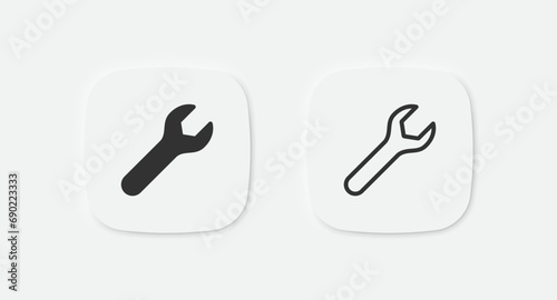 Wrench icon. Spanner symbol. Repair signs. Key tool for mechanic symbols. Mechanical support icons. Vector isolated sign.