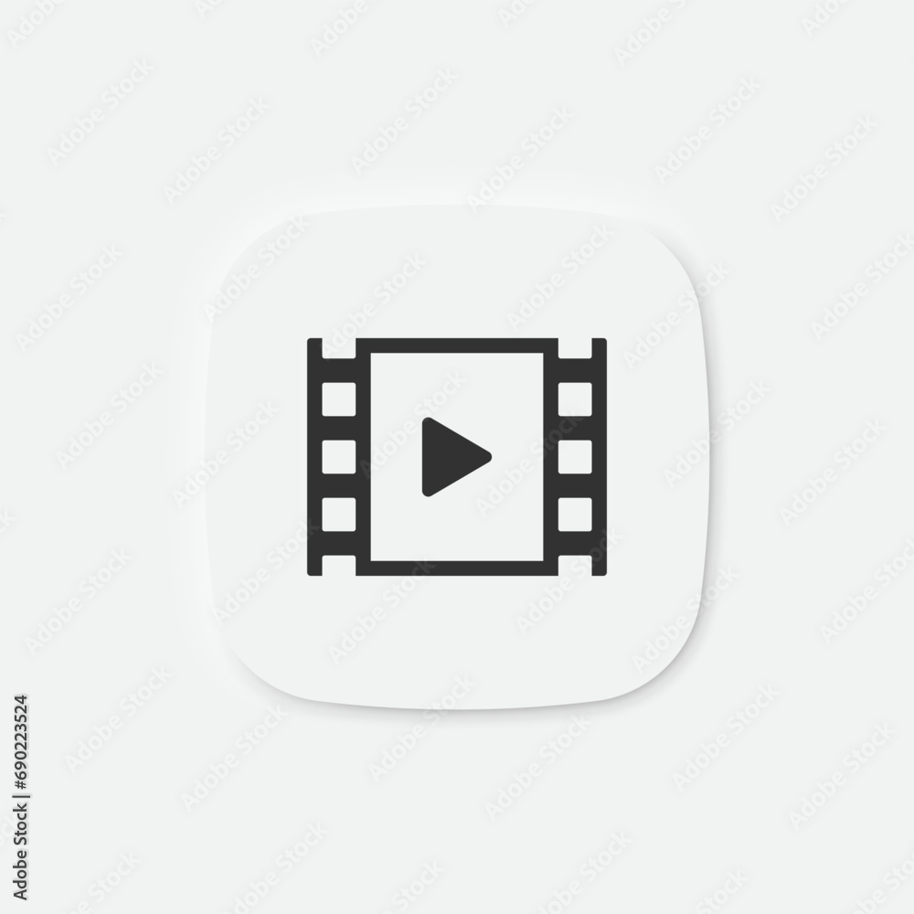 Video play icon. Movie symbol. Film roll signs. Media clip symbols. Music and audio entertainment icons. Vector isolated sign. Video play icon. Movie symbol. Film roll signs. Media clip symbols. Music and audio entertainment icons. Vector isolated sign.